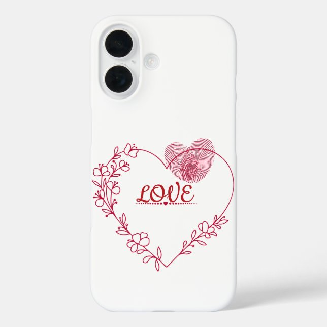 Romantic Fingerprint Heart Floral Phone Case (Rückseite)
