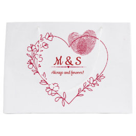 Romantic Fingerprint Heart Gift Bag Große Geschenktüte