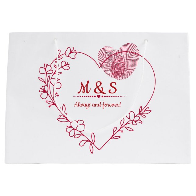 Romantic Fingerprint Heart Gift Bag Große Geschenktüte (Vorderseite)