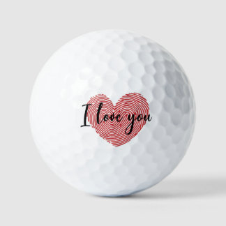 Romantic Fingerprint Heart “I Love You” Sticker Golfball