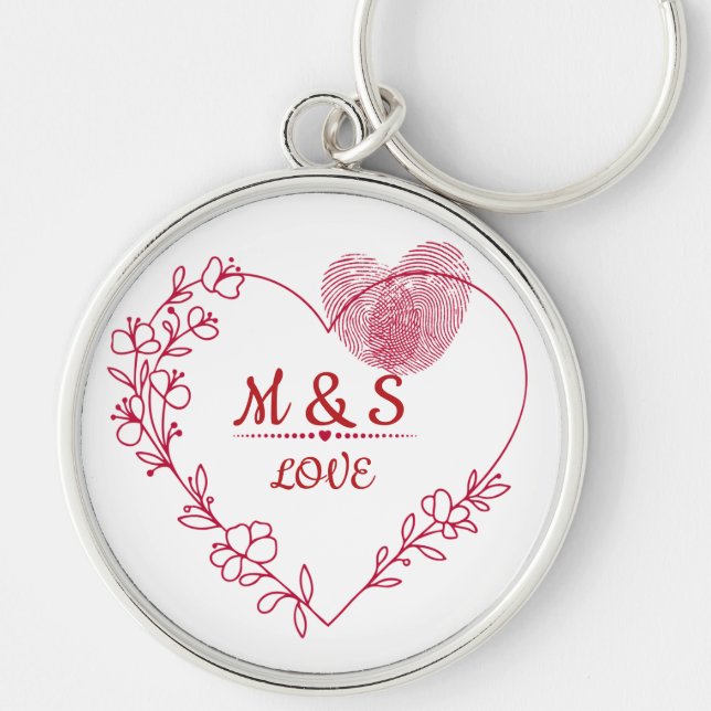 Romantic Fingerprint Heart Keychain Schlüsselanhänger (Vorne)