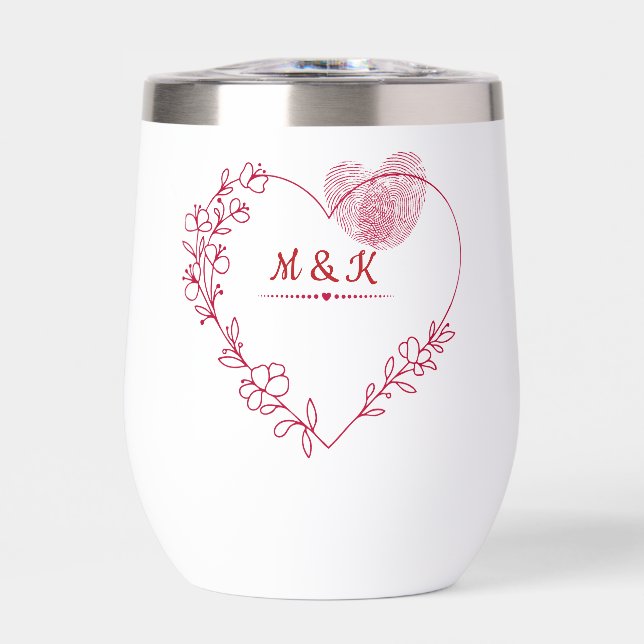 Romantic Fingerprint Heart Stemless Wine Tumbler (Vorderseite)