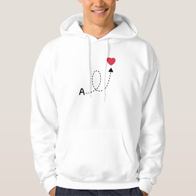 Romantic First Letter Love Design Hoodie (Vorderseite)