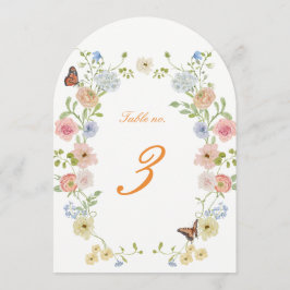 Romantic Floral Arched Wedding Table Numbers Einladung