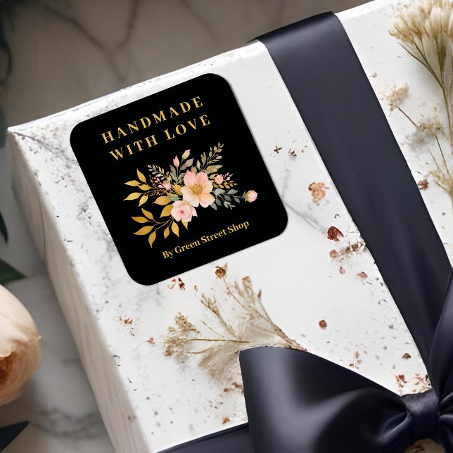 Romantic Floral Bouquet in Pink Shades Handymarker Quadratischer Aufkleber (Romantic Floral Bouquet in Pink Shades for Handymaker and other Artisans Square Stickers. )