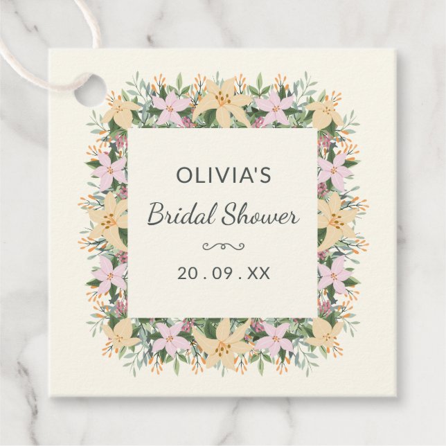 Romantic Floral Bridal Shower Label (Vorderseite)