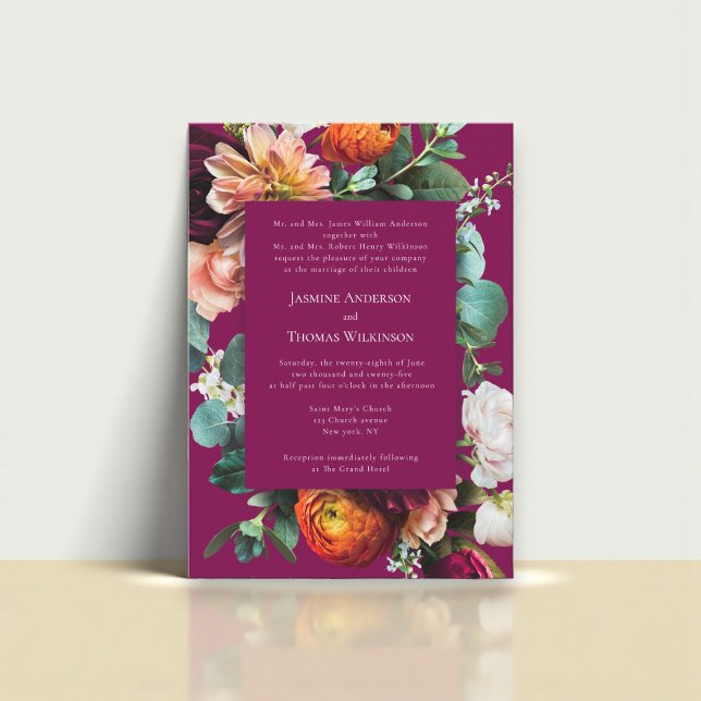 Romantic Floral Cluster Wedding Invitation Einladung (Von Creator hochgeladen)