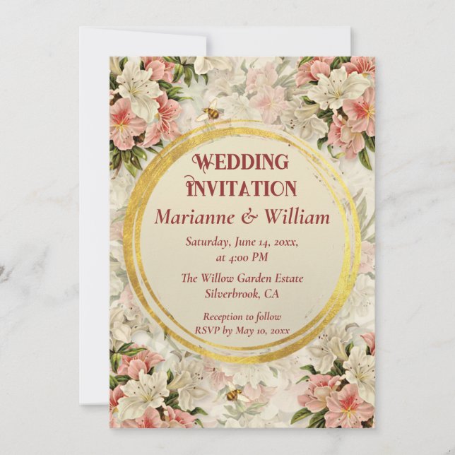 Romantic Floral Customizable wedding invitation (Vorderseite)