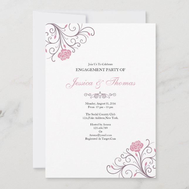 Romantic Floral Engagement Invitation Card Einladung (Vorderseite)