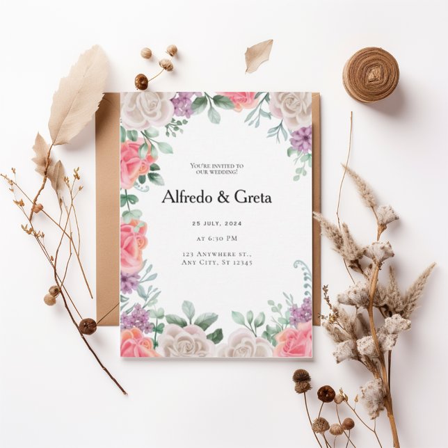 Romantic Floral Frame Wedding Invitation Einladung (Von Creator hochgeladen)
