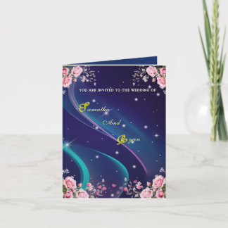Romantic Floral Galaxy Wedding Invitation  Karte