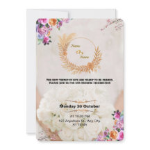 Romantic Floral Gold Wedding Invitation