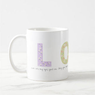 Romantic Floral LOVE Initial Acrostic Design Kaffeetasse