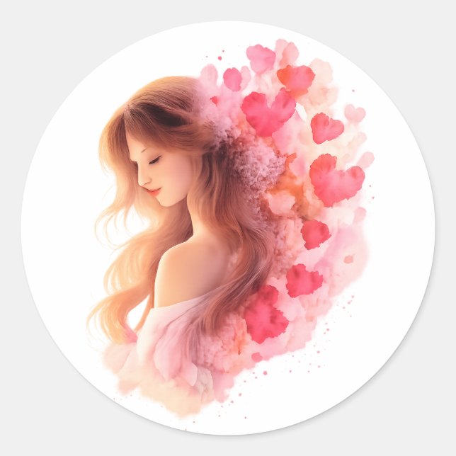 Romantic Floral Love Sticker Soft Valentine art (Vorderseite)