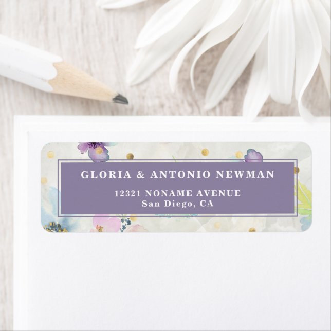 Romantic Floral Mauve Wedding Return Address (Insitu)