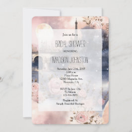 Romantic Floral Paris Eiffel Tower Bridal Shower Einladung