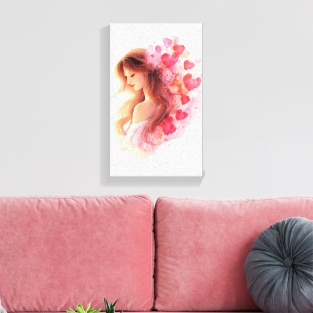 Romantic Floral Portrait Soft Valentine Love Art Leinwanddruck (Insitu (Wohnzimmer))