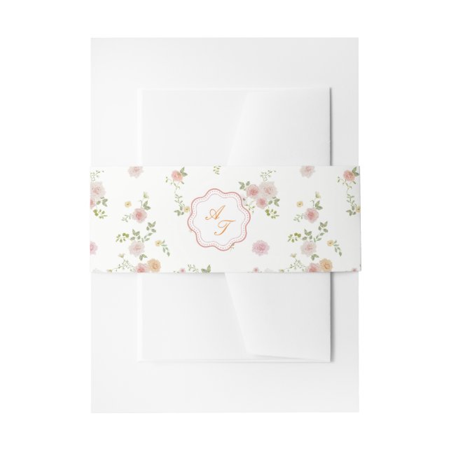 Romantic Floral Wedding Invitation Belly Band (Vorderseite Beispiel)