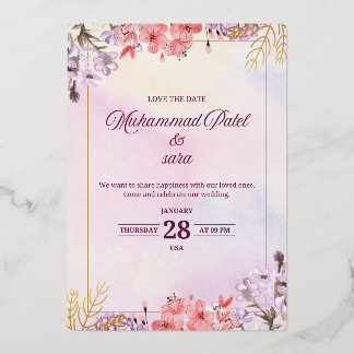 Romantic Floral Wedding Invitation – Elegant Paste Folieneinladung