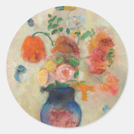 Romantic Flower Vase - Odilon Redon Runder Aufkleber