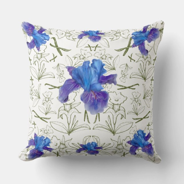 Romantic flowers in English cottage garden Kissen (Vorderseite)