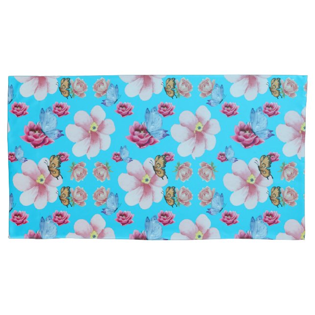 Romantic flowers in English cottage garden Kissenbezug (Vorderseite-Links)