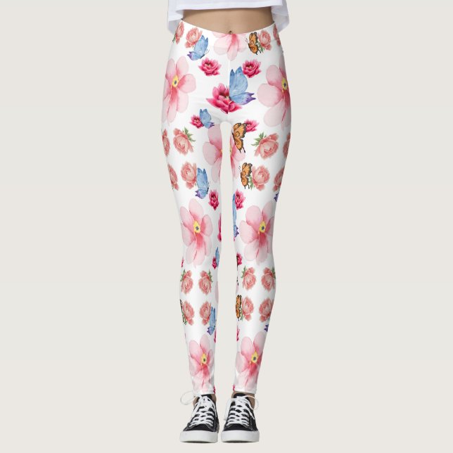 Romantic flowers in English cottage garden Leggings (Vorderseite)