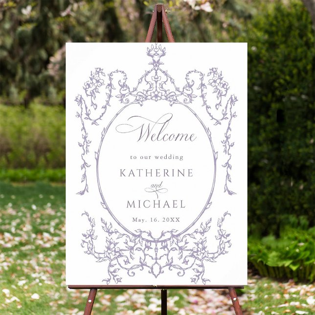 Romantic French Frame Lavender Wedding Welcome Poster (Von Creator hochgeladen)