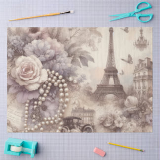 Romantic French Lavender, Eifel & Pearls Decoupage Seidenpapier