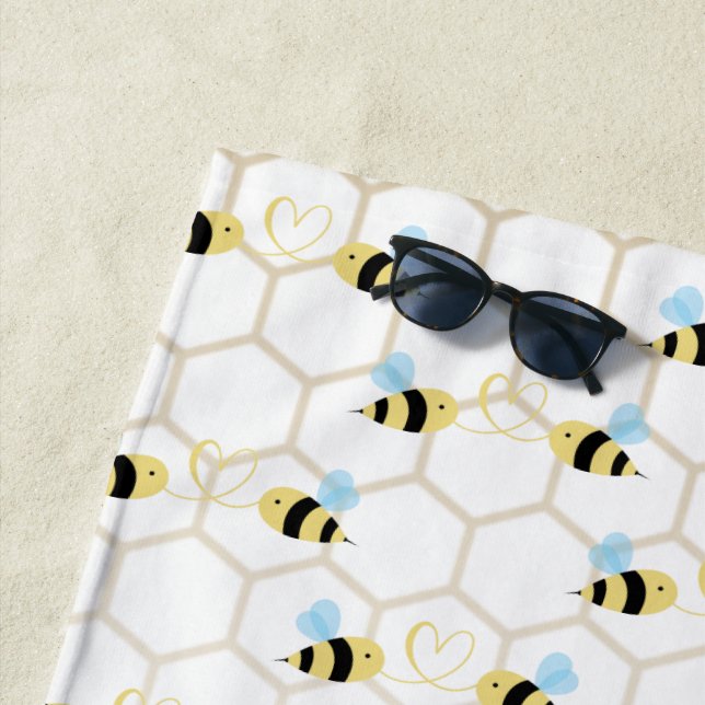 Romantic Funny Two Honeybees In Love Design Strandtuch (Beispiel)
