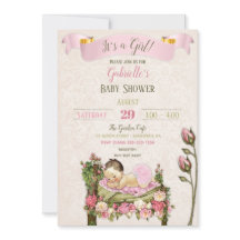 Romantic Garden Baby Dusche Pink Green Rose