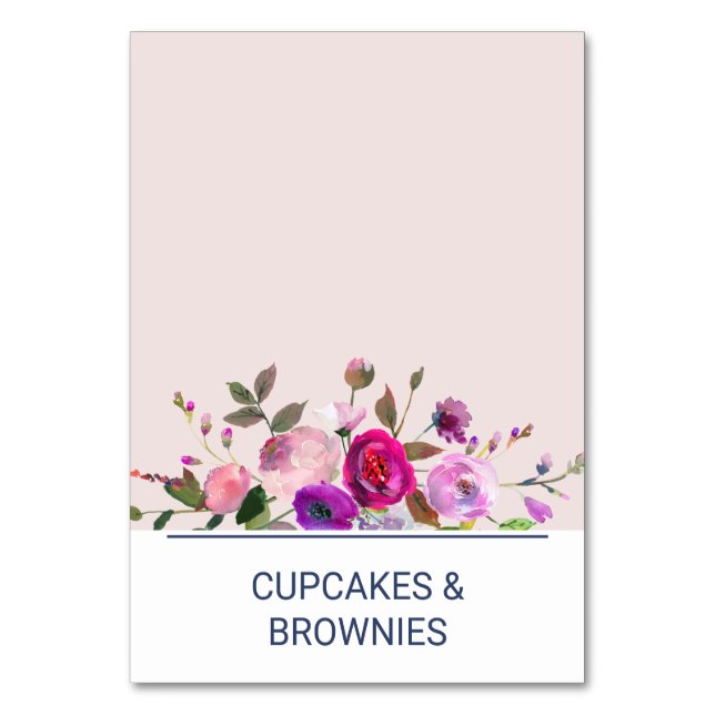 Romantic Garden Buffet Food Labels Card Tischnummer (Vorderseite)