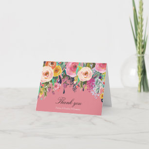 Romantic Garden Floral Watercolor Vielen Dank Dankeskarte