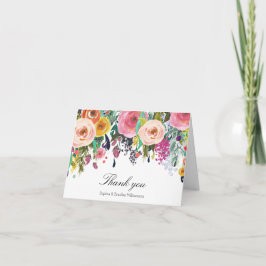 Romantic Garden Floral Watercolor Vielen Dank Dankeskarte