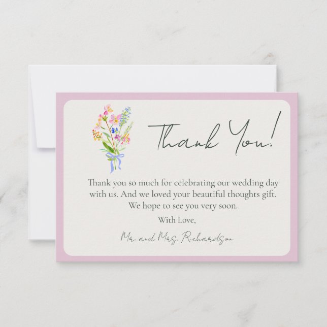 Romantic Garden Floral Wedding  Dankeskarte (Vorderseite)