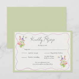 Romantic Garden Green Floral Wedding RSVP Karte