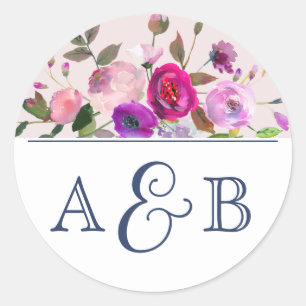 Romantic Garden Monogram Wedding Umschlag Aufklebe Runder Aufkleber