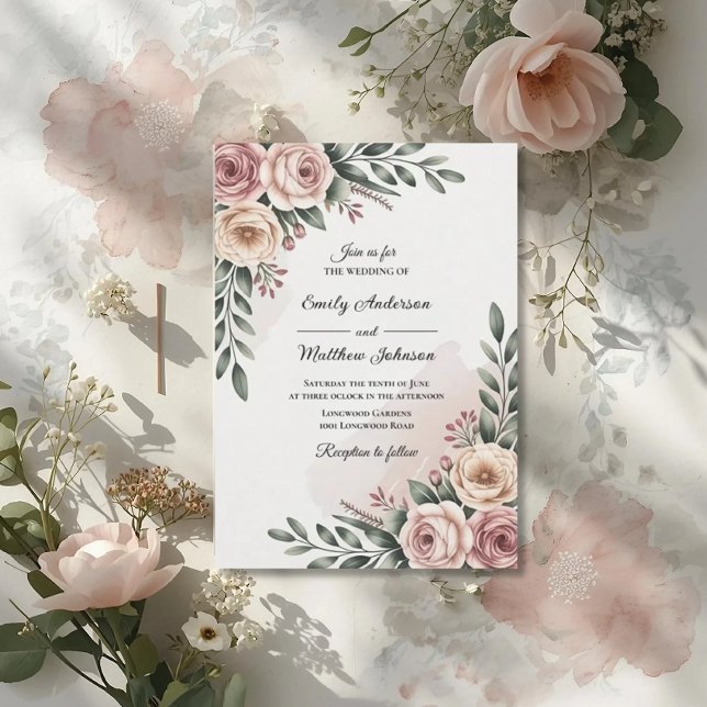 Romantic Garden Rose Wedding Invitation Einladung (Von Creator hochgeladen)