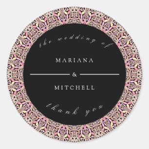 Romantic Geometric Mandala soft Pink Black Invitat Runder Aufkleber