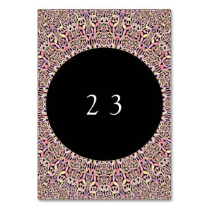 Romantic Geometric Mandala soft Pink Black Round Tischnummer