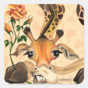 Romantic Giraffe with Rose Sticker Your Text Name