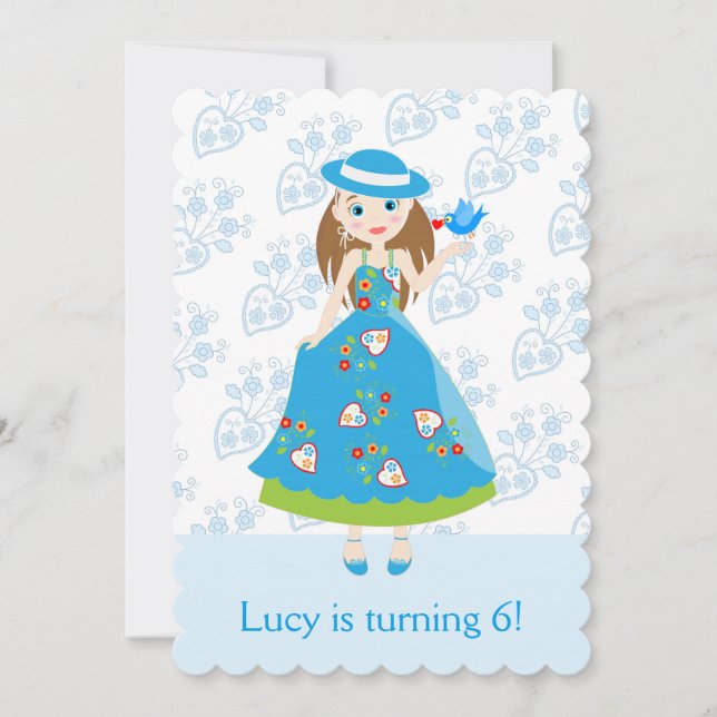 Romantic Girl Birthday Party Einladung (Vorderseite)