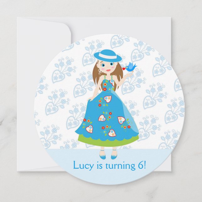 Romantic Girl Birthday Party Einladung (Vorderseite)