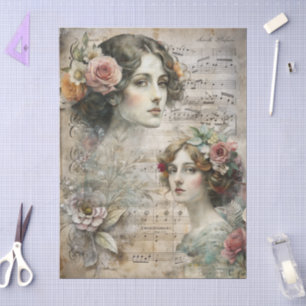 Romantic Girly Viktorianisch Vintag Ephemera Flora Seidenpapier