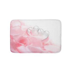 Romantic Glass Hearts Rose Petals Badematte
