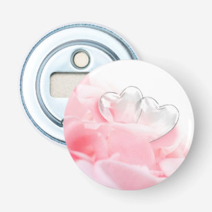 Romantic Glass Hearts Rose Petals Flaschenöffner
