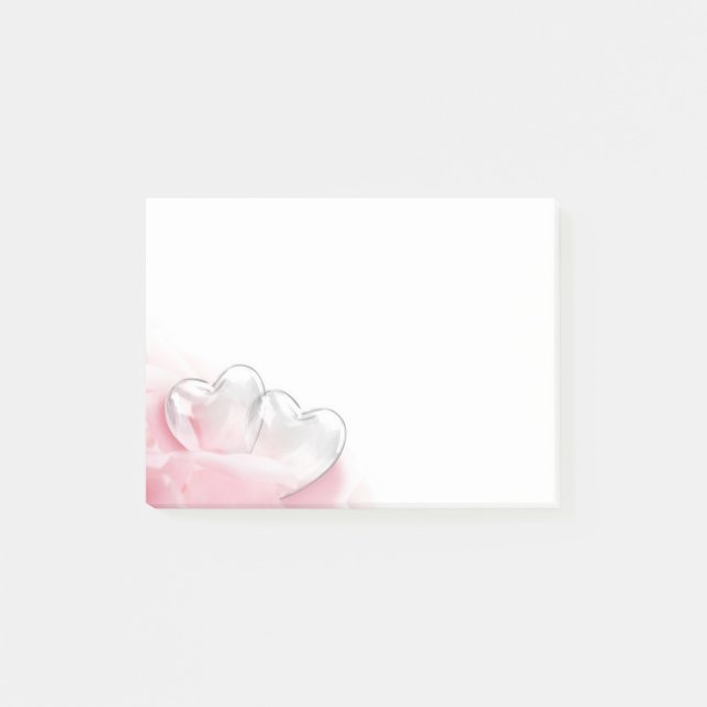 Romantic Glass Hearts Rose Petals Post-it Klebezettel (Vorderseite)