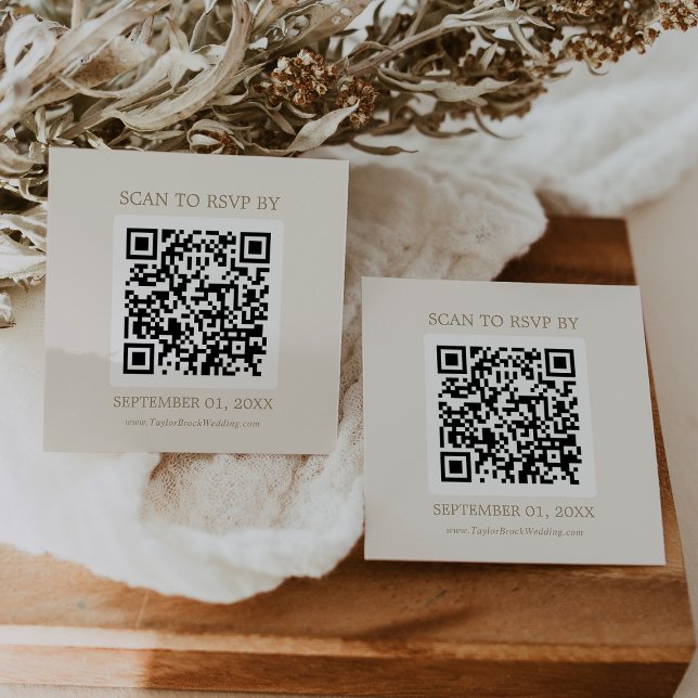 Romantic Gold and Ivory Coordinate QR Code RSVP Begleitkarte (Von Creator hochgeladen)