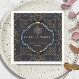 Romantic gold calligraphy flourish wedding Serviette