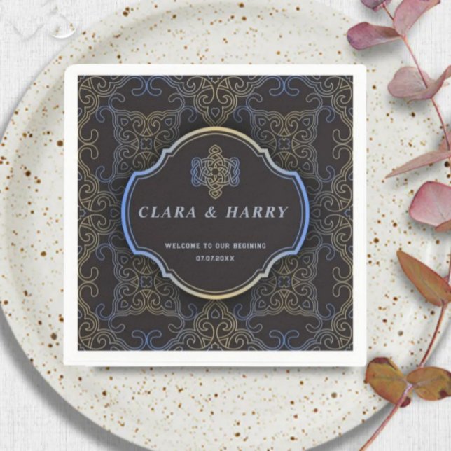  Romantic gold calligraphy flourish wedding  Serviette (Von Creator hochgeladen)